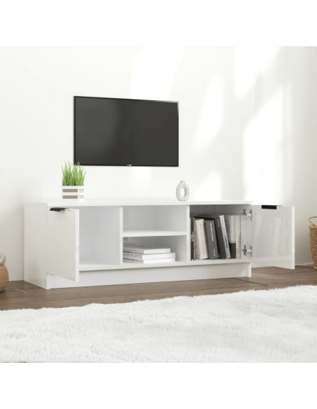 Mobile Porta TV Bianco Lucido 102x35x36,5 cm Legno Multistrato