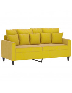 Set di Divani 3 pz con Cuscini giallo in Velluto 2