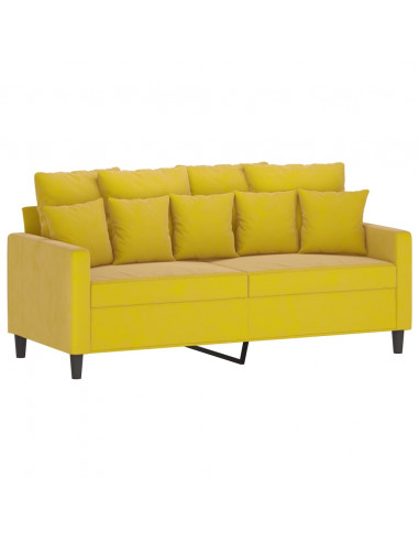 Set di Divani 3 pz con Cuscini giallo in Velluto