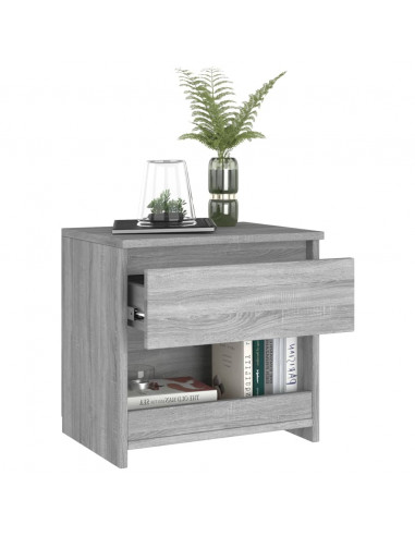 Comodino Rovere Grigio 40x30x39 cm Legno Ingegnerizzato