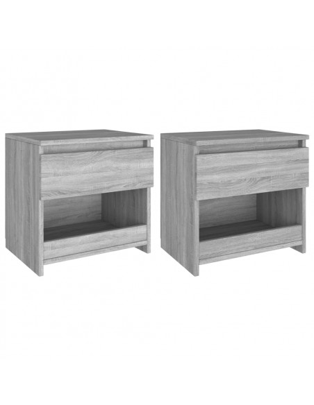 Comodini Rovere Grigio 2pz 40x30x39 cm Legno Ingegnerizzato