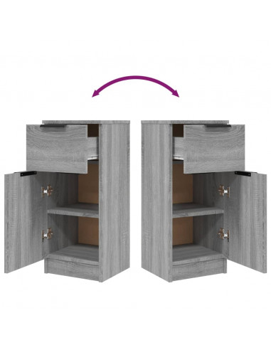 Credenze 2 pz Grigio Sonoma 30x30x70 cm in Legno Multistrato