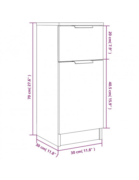 Credenze 2 pz Grigio Sonoma 30x30x70 cm in Legno Multistrato