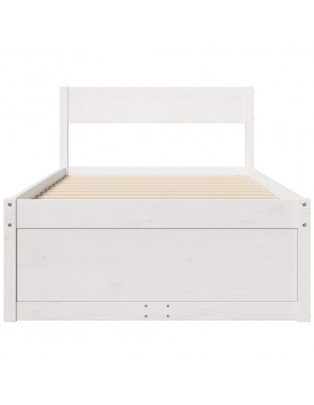 Giroletto con Cassetti Bianco 100x200 cm Legno Massello di Pino