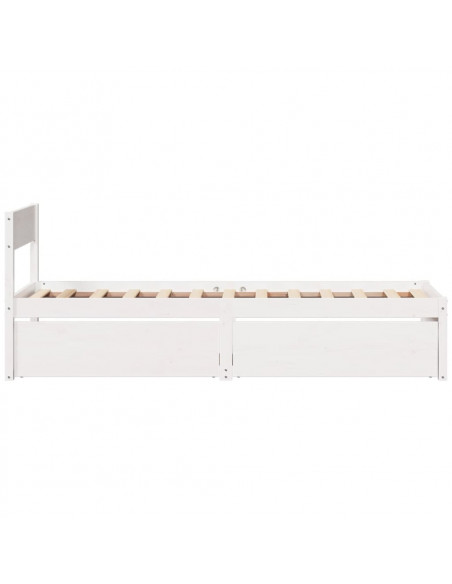 Giroletto con Cassetti Bianco 100x200 cm Legno Massello di Pino