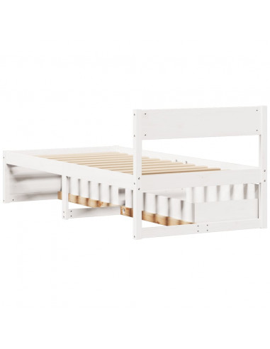 Giroletto senza Materasso Bianco 100x200 cm Legno Massello Pino