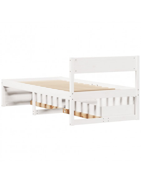 Giroletto con Cassetti Bianco 100x200 cm Legno Massello di Pino