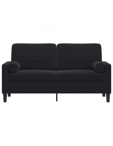 Divano a 2 Posti con Cuscini Nero 140 cm in Velluto