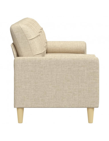 Divano a 3 Posti con Cuscini Crema 210 cm in Tessuto