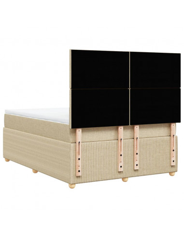 Giroletto a Molle con Materasso Crema 140x19 cm in Tessuto