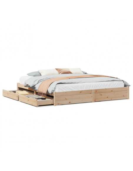 Letto senza Materasso 200x200 cm in Legno Massello di Pino