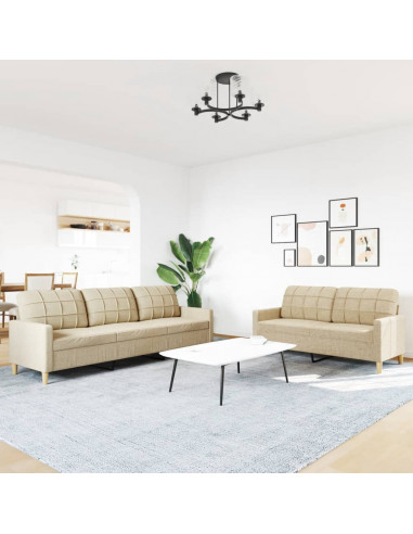 Set di Divani 2 pz Crema in Tessuto