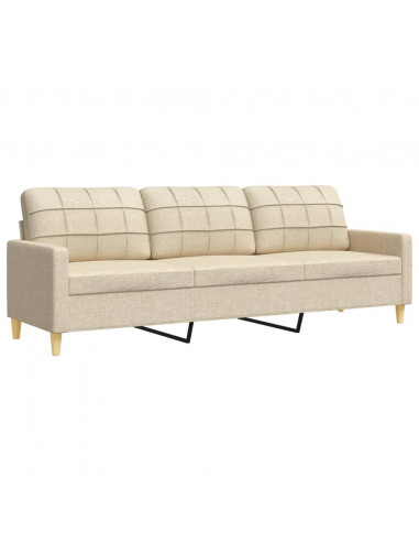 Set di Divani 3 pz Crema in Tessuto