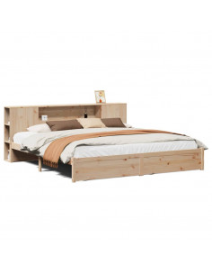 Letto Libreria senza Materasso 200x200 cm in Legno di Pino
