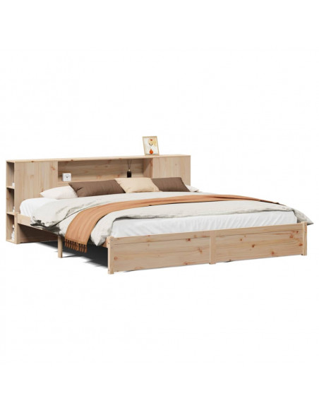 Letto Libreria senza Materasso 200x200 cm in Legno di Pino