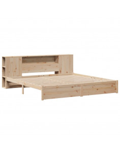 Letto Libreria senza Materasso 200x200 cm in Legno di Pino 2