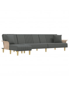 Divano Letto a L Grigio Scuro 279x140x70 cm in Tessuto