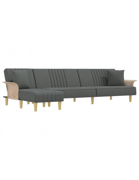 Divano Letto a L Grigio Scuro 279x140x70 cm in Tessuto