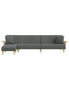 Divano Letto a L Grigio Scuro 279x140x70 cm in Tessuto 2