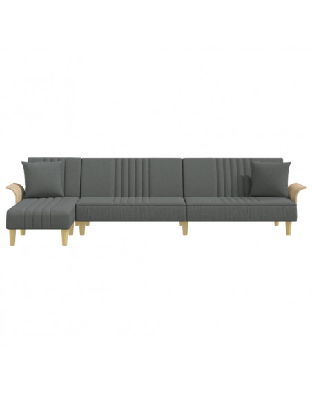 Divano Letto a L Grigio Scuro 279x140x70 cm in Tessuto