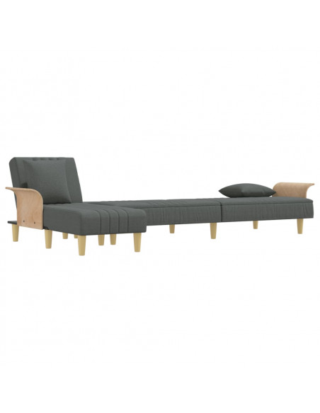 Divano Letto a L Grigio Scuro 279x140x70 cm in Tessuto