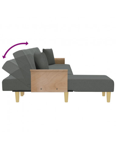 Divano Letto a L Grigio Scuro 279x140x70 cm in Tessuto