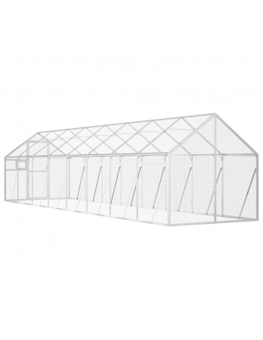 Voliera Argento 1,79x8x1,85 m in Alluminio