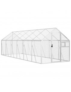 Voliera Argento 1,79x6x1,85 m in Alluminio