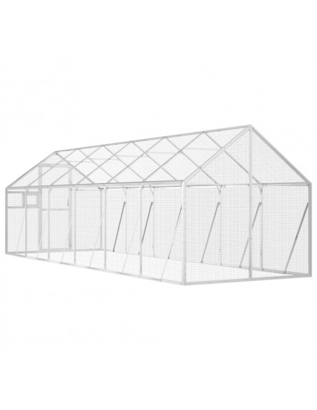 Voliera Argento 1,79x6x1,85 m in Alluminio