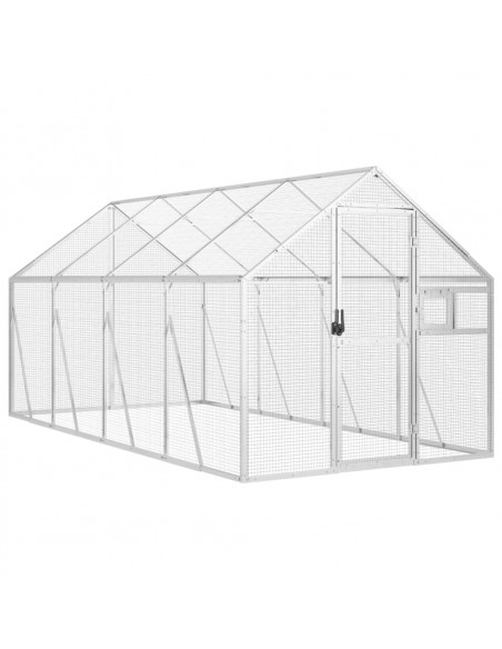 Voliera Argento 1,79x4x1,85 m in Alluminio