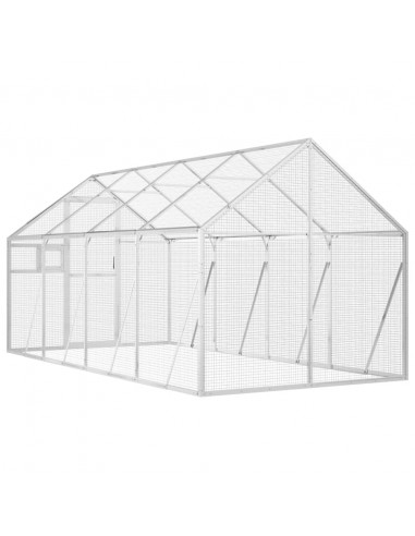 Voliera Argento 1,79x4x1,85 m in Alluminio