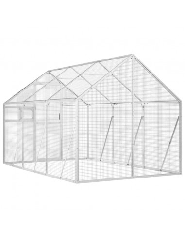 Voliera Argento 1,79x3x1,85 m in Alluminio