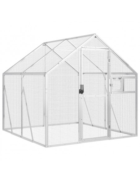 Voliera Argento 1,79x2x1,85 m in Alluminio