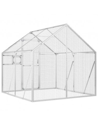 Voliera Argento 1,79x2x1,85 m in Alluminio