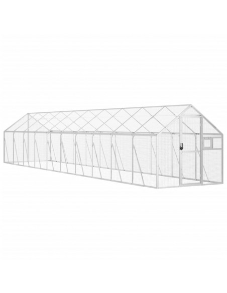 Voliera Argento 1,79x10x1,85 m in Alluminio