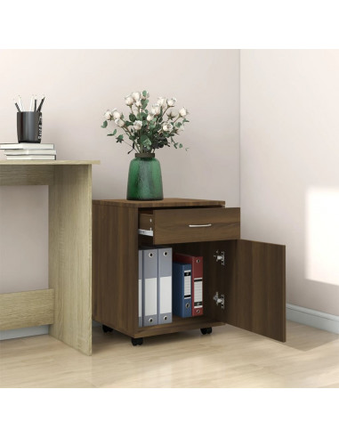 Armadietto con Ruote Rovere Marrone 45x38x54 cm in Legno