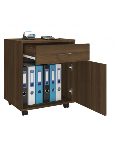 Armadietto con Ruote Rovere Marrone 45x38x54 cm in Legno