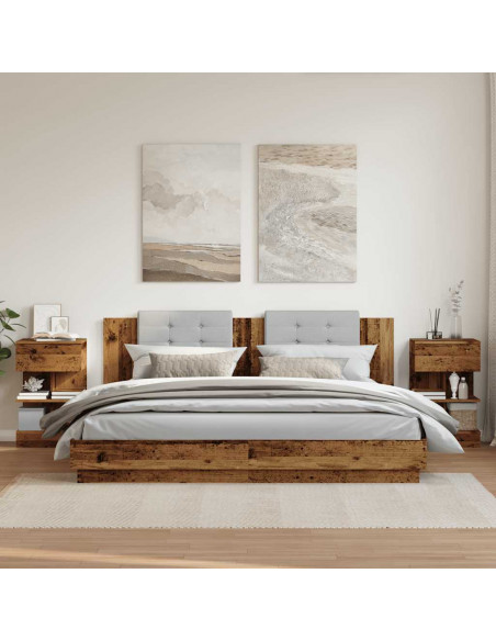 Comodini 2 pz in Legno Vecchio 40x35x65 cm in Legno Multistrato