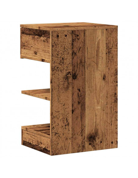 Comodini 2 pz in Legno Vecchio 40x35x65 cm in Legno Multistrato