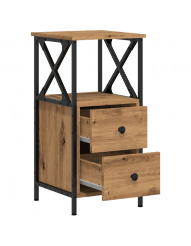 Comodini 2pz Rovere Artigianale 34x35,5x70 cm Legno Multistrato