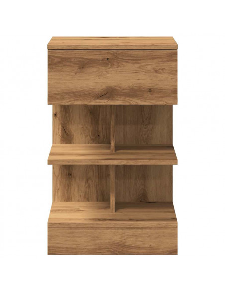 Comodini 2pz Rovere Artigianale 40x35x65cm in Legno Multistrato