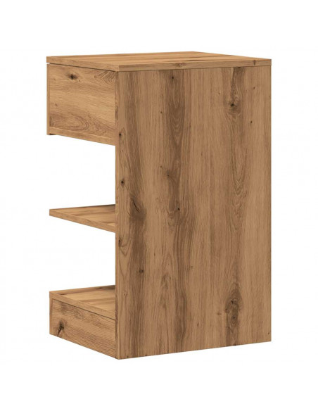 Comodini 2pz Rovere Artigianale 40x35x65cm in Legno Multistrato