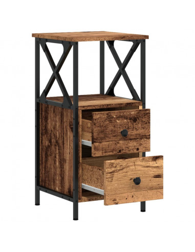 Comodini Legno Antico 2 pz 34x35,5x70 cm in Legno Multistrato