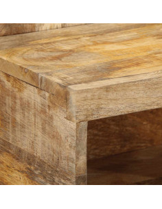 Comodino 50x27x50 cm in Legno Grezzo Massello di Mango