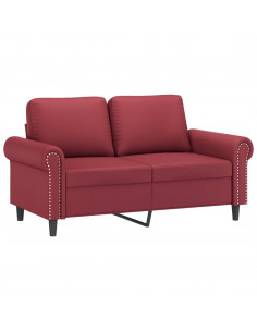 Divano a 2 Posti Rosso Vino 120 cm in Similpelle