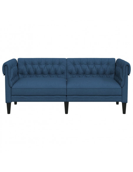 Divano Chesterfield a 2 Posti Blu in Tessuto