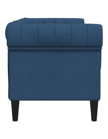 Divano Chesterfield a 2 Posti Blu in Tessuto