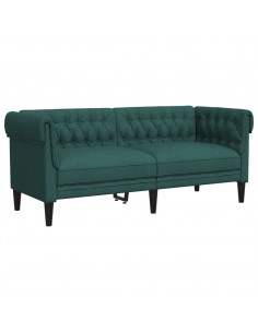 Divano Chesterfield a 2 Posti Verde Scuro in Tessuto