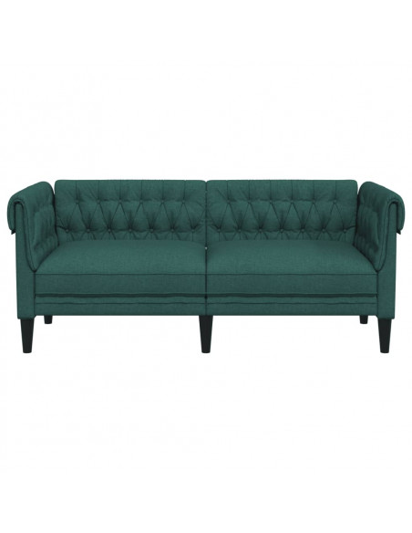 Divano Chesterfield a 2 Posti Verde Scuro in Tessuto