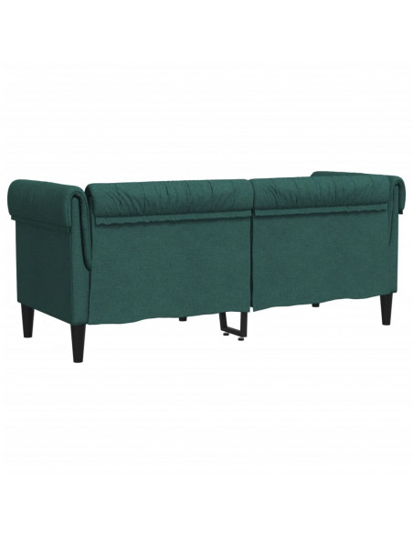 Divano Chesterfield a 2 Posti Verde Scuro in Tessuto